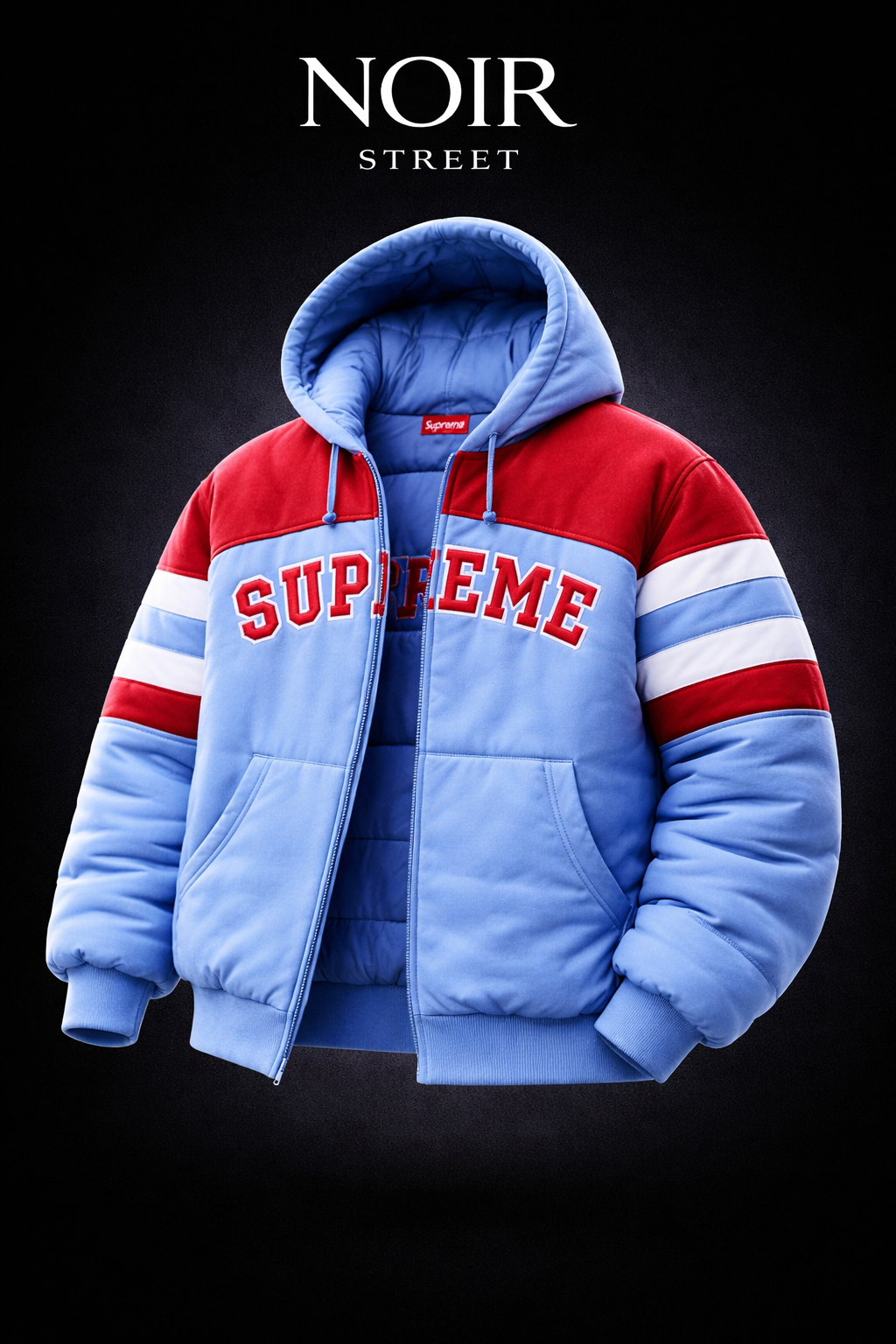 Sup Filled Zip Up Hooded Sweatshirt